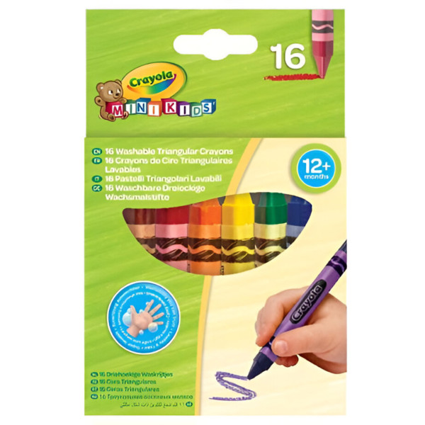 Фото - Набір воскової крейди Crayola Mini Kids для малюків трикутна 16 кол. (52-016T)