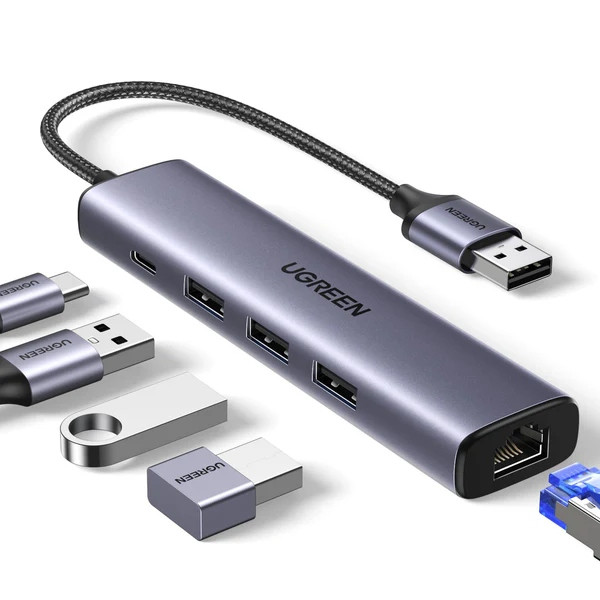 Фото - Хаб USB UGREEN USB 3.0 3хUSB 3.0/Type-C+RJ45 Ethernet 5 in 1 Hub CM475 (60554)