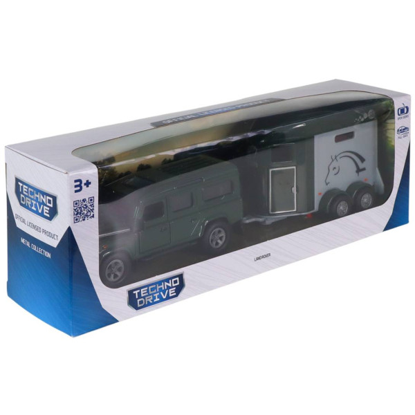 Фото - Автотранспорт TechnoDrive LAND ROVER (з причепом та фігурками коней) (520460.270)
