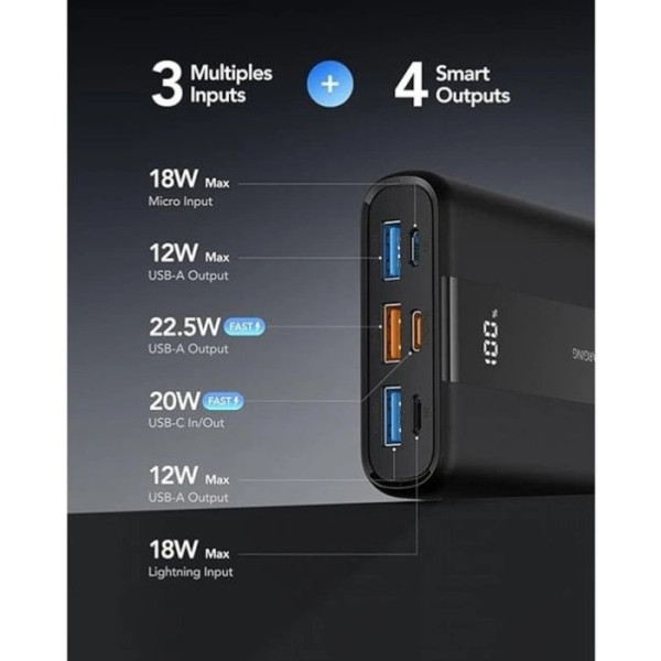 Фото - Батарея мобільна Vrurc T2055 20000mAh 22.5W (D9A-SL-2055BLACK-DE) Black