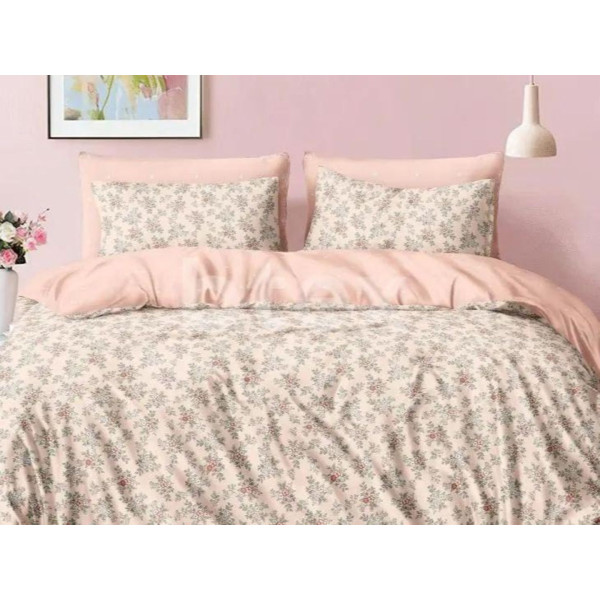 Фото - Комплект постільної білизни Прованс Троянди на рожевому сатин 215х200 см (041098)
