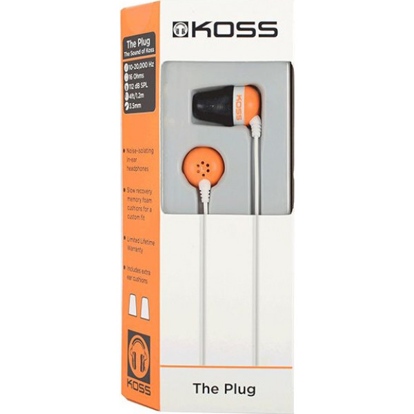 Фото - Наушники вкладыши проводные Koss The Plug Noise Isolating Orange
