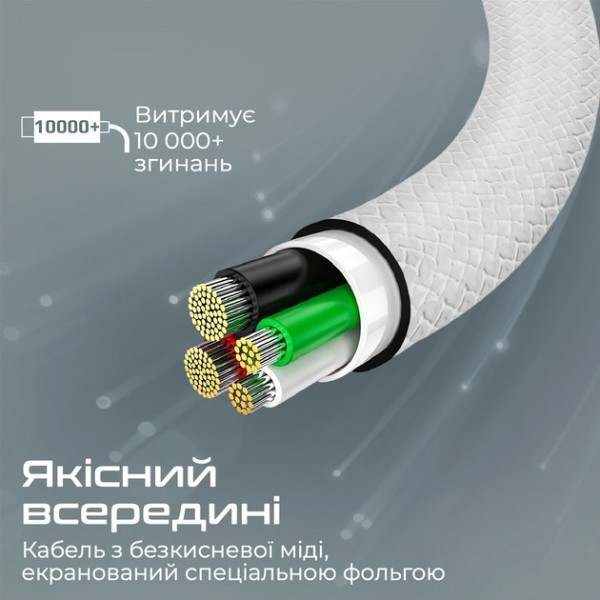 Фото - Кабель Promate USB-C - USB-C (xcord-cc200.white)