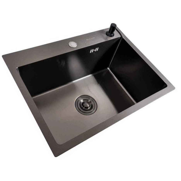Фото - Мойка кухонная VALESO 58х43 PVD черная Handmade (сифон круглый, 3,0/0,8)