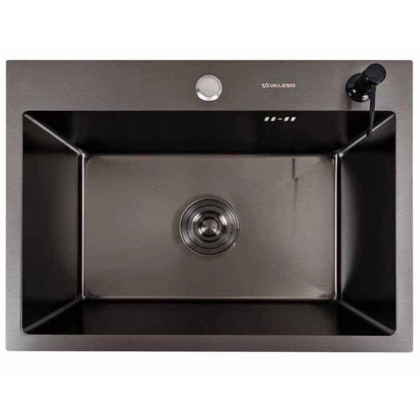 Фото - Мойка кухонная VALESO 58х43 PVD черная Handmade (сифон круглый, 3,0/0,8)