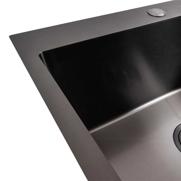 Фото - Мойка кухонная VALESO 58х43 PVD черная Handmade (сифон круглый, 3,0/0,8)