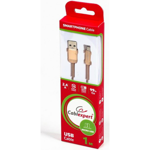 Фото - Кабель Cablexpert USB 2.0 A - microUSB B Gold 1m (CCPB-M-USB-08G)