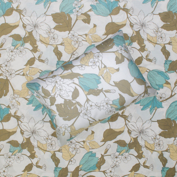 Фото - Комплект постільної білизни Home Line ВЕСНЯНИЙ ВЕЧІР бязь 143х215 см Щ140 нав. 50х70 Блакитний (169930)