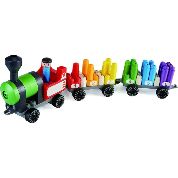 Фото - Пластиковый конструктор PolyM Радужный поезд с цифрами 63 детали (760022)