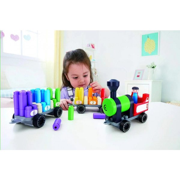 Фото - Пластиковый конструктор PolyM Радужный поезд с цифрами 63 детали (760022)