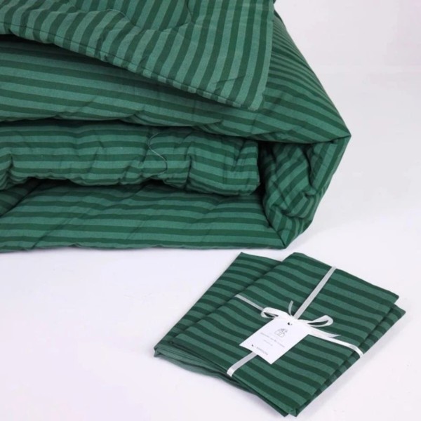 Фото - Ковдра літня двоспальна євро MirSon №130 Сolor Fun Line 17-0612 Stripe Emerald Bamboo 220х240 см +нав 2 шт. (2200010858211)