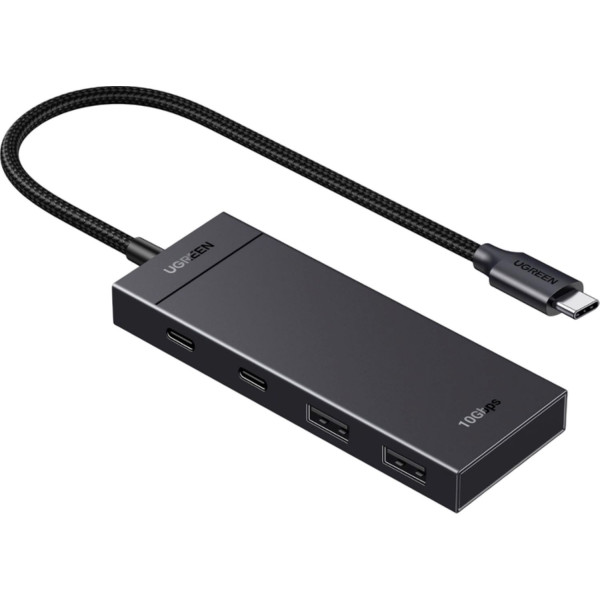 Фото - Хаб USB UGREEN CM806 USB-C to 2xUSB-A + 2xUSB-C 3.2 Gen2 10Gbps Black (35583)