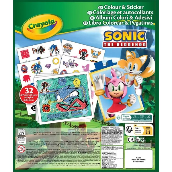 Фото - Розмальовки Crayola Sonic 32 стор. та 4 стор. наліпок (04-0898G)