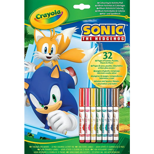 Фото - Раскраски Crayola Sonic 32 стр. и 7 шт. фломастеров (04-0866G)