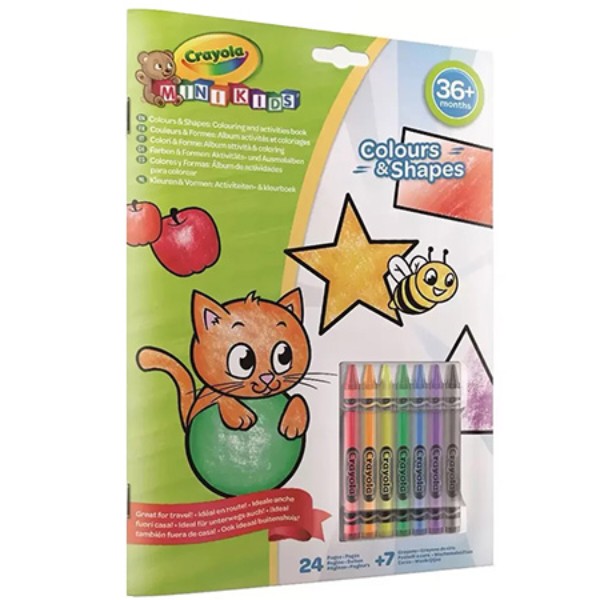 Фото - Раскраски Crayola Цвета и формы 24 стр. и 7 мелков (25-2727)