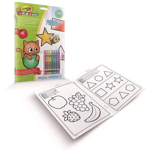 Фото - Раскраски Crayola Цвета и формы 24 стр. и 7 мелков (25-2727)