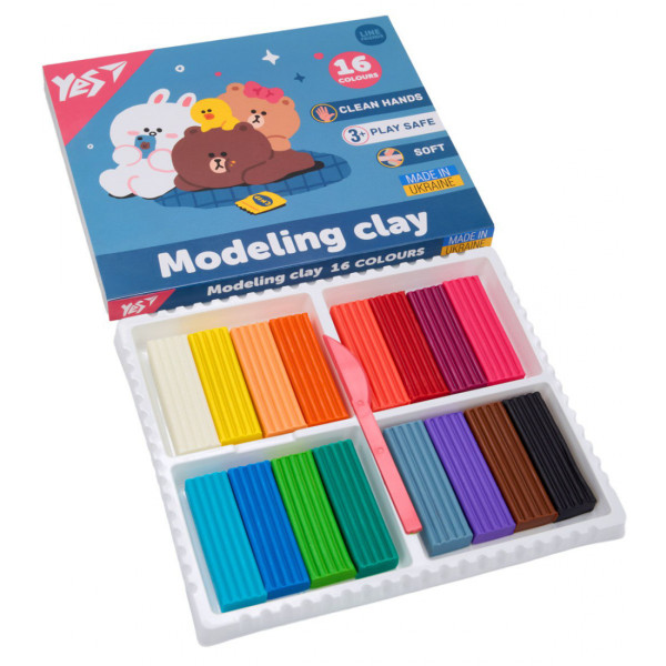 Фото - Пластилін класичний YES 16 кол. 320 г Line Friends (540675)