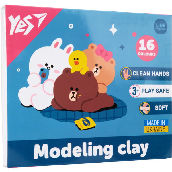 Фото - Пластилін класичний YES 16 кол. 320 г Line Friends (540675)