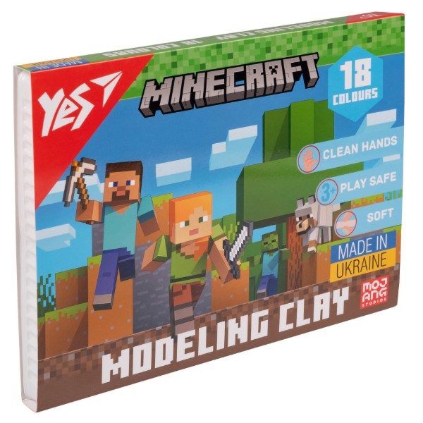 Фото - Пластилін класичний YES Minecraft 18 кол. 360 г (540678)