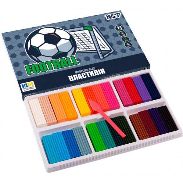 Фото - Пластилин классический YES 24 цв. 480г Football (540716)