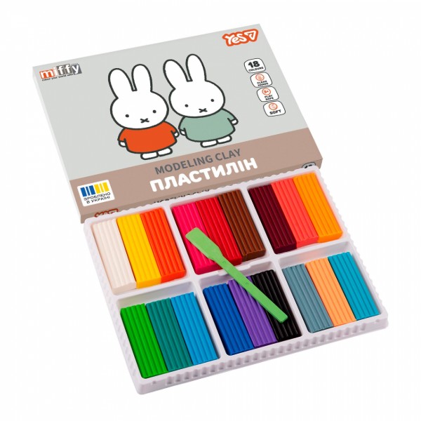 Фото - Пластилин классический YES 18 цв. 360 г Miffy (540721)