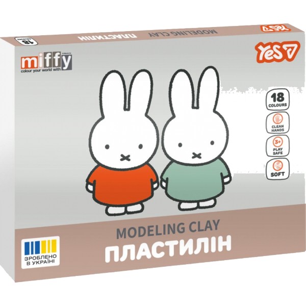Фото - Пластилин классический YES 18 цв. 360 г Miffy (540721)