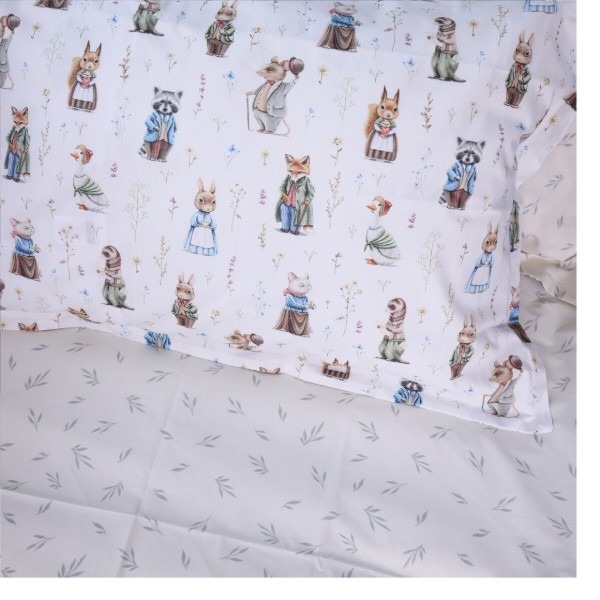 Фото - Простирадло двоспальне MirSon Poplin Line Kids 03 Animals 180x200 см (2200009713279)