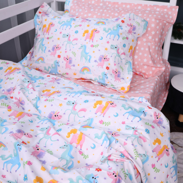 Фото - Простирадло двоспальне MirSon Poplin Line Kids 05 Pony 180x200 см (2200009715792)