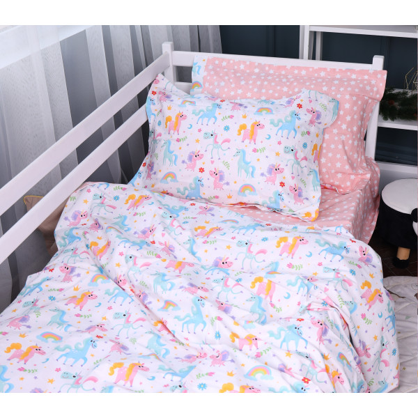 Фото - Простирадло двоспальне MirSon Poplin Line Kids 05 Pony 180x190 см (2200009715785)