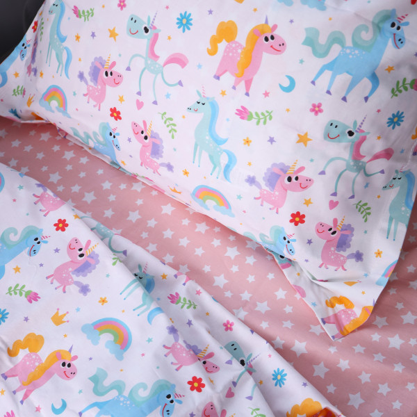 Фото - Простирадло двоспальне MirSon Poplin Line Kids 05 Pony 180x190 см (2200009715785)