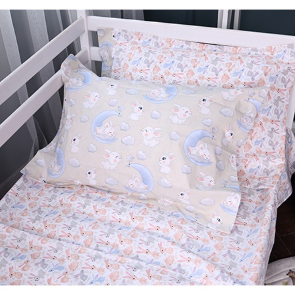 Фото - Простынь двуспальная MirSon Poplin Line Kids 07 Rabbits 180x200 см (2200009718311)
