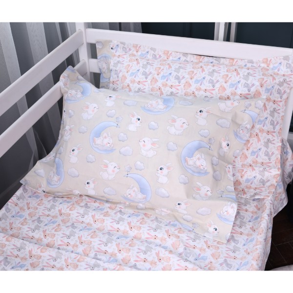 Фото - Простынь двуспальная MirSon Poplin Line Kids 07 Rabbits 180x200 см (2200009718311)