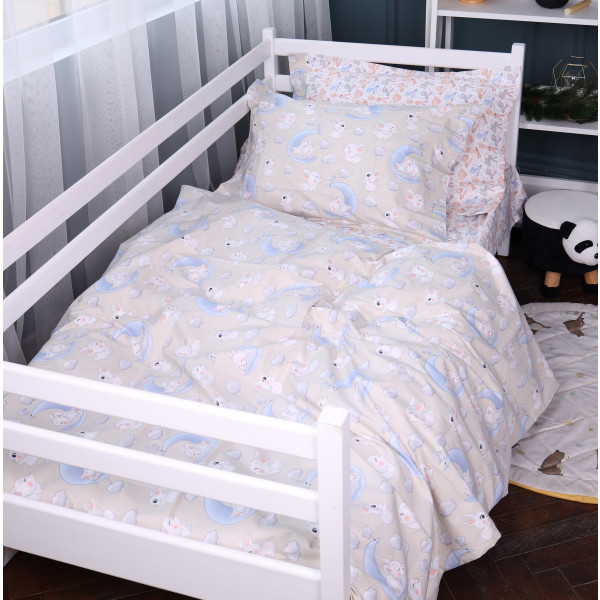 Фото - Простирадло двоспальне MirSon Poplin Line Kids 07 Rabbits 180x190 см (2200009718304)