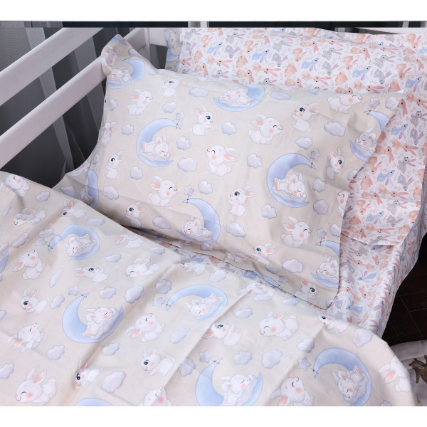 Фото - Простирадло двоспальне MirSon Poplin Line Kids 07 Rabbits 180x190 см (2200009718304)