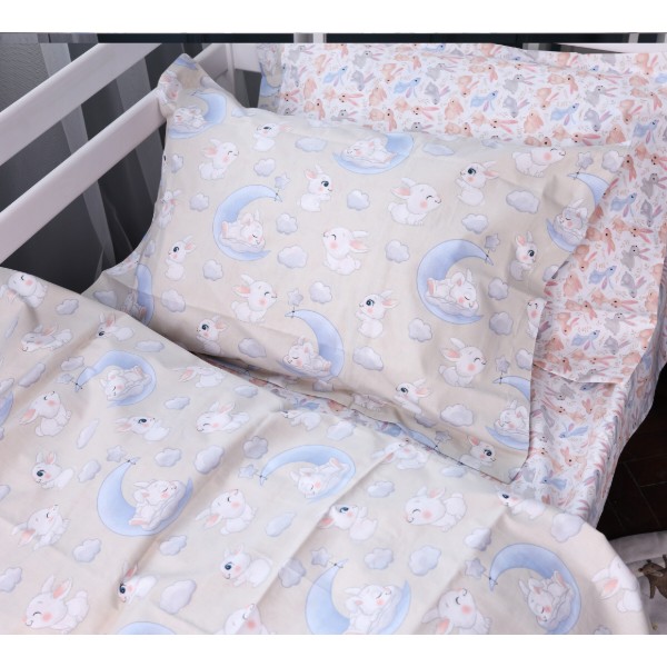 Фото - Простынь двуспальная MirSon Poplin Line Kids 07 Rabbits 180x200 см (2200009718311)
