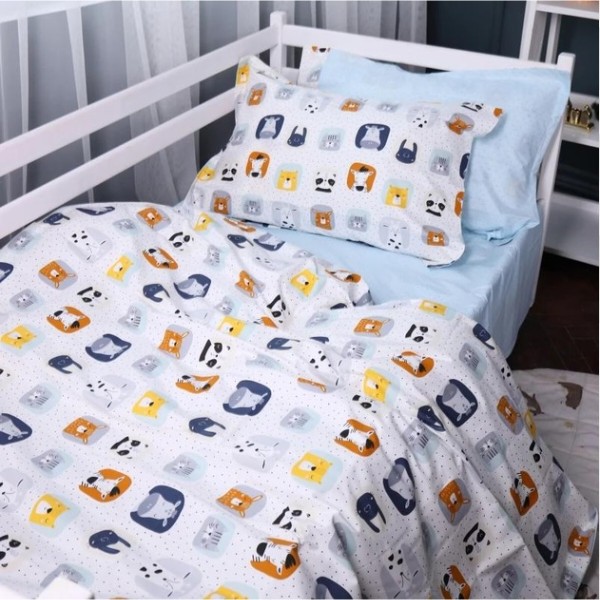 Фото - Простирадло двоспальне MirSon Poplin Line Kids 09 Sleeping Animals 180х190 см (2200009720826)