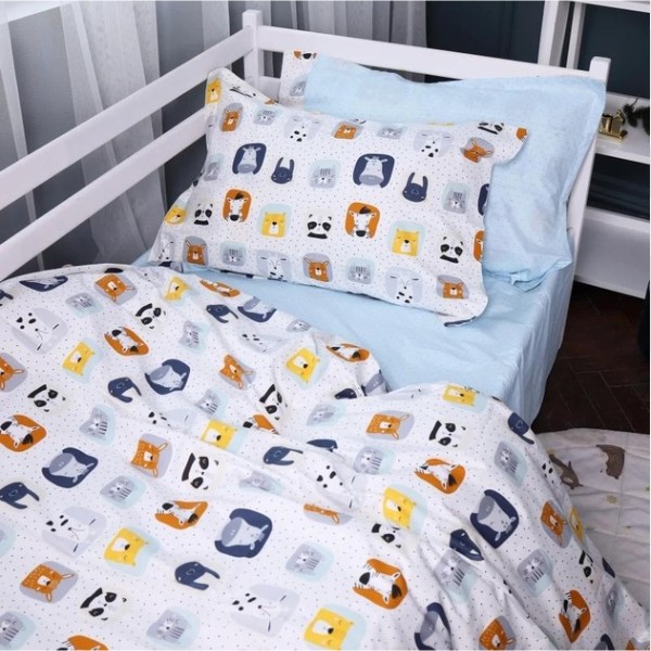 Фото - Простирадло двоспальне MirSon Poplin Line Kids 09 Sleeping Animals 180х190 см (2200009720826)