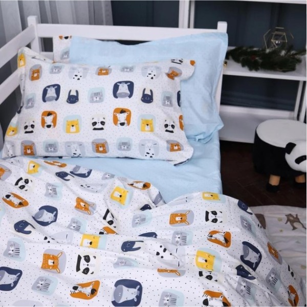 Фото - Простирадло двоспальне MirSon Poplin Line Kids 09 Sleeping Animals 180х190 см (2200009720826)