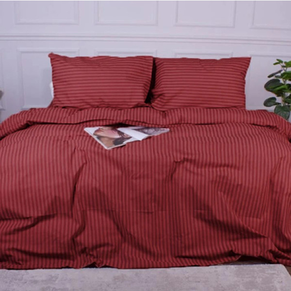 Фото - Простирадло двоспальне MirSon Ranforce Elite 17-0608 Stripe Red 180x190 см (2200010365757)