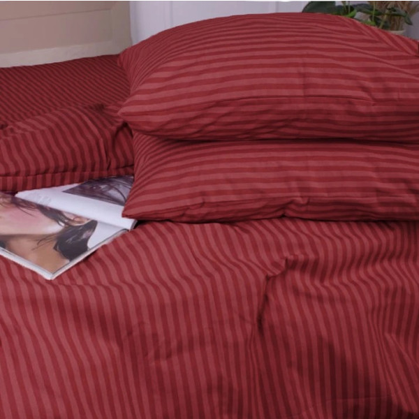 Фото - Простирадло двоспальне MirSon Ranforce Elite 17-0608 Stripe Red 180x190 см (2200010365757)