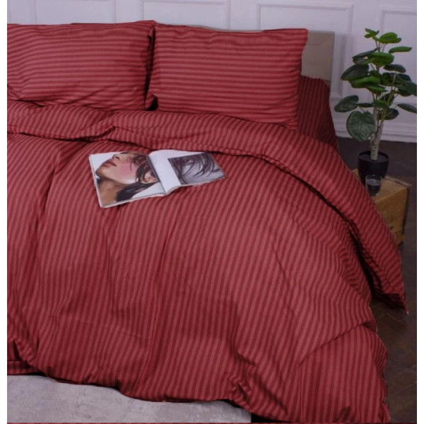 Фото - Простирадло двоспальне MirSon Ranforce Elite 17-0608 Stripe Red 180x190 см (2200010365757)