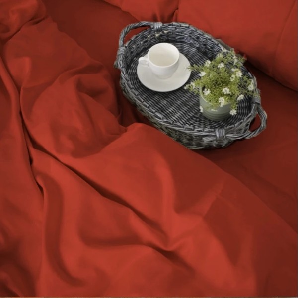Фото - Простирадло двоспальне MirSon Satin Premium 0081 Terracotta 180х200 см (2200010929461)
