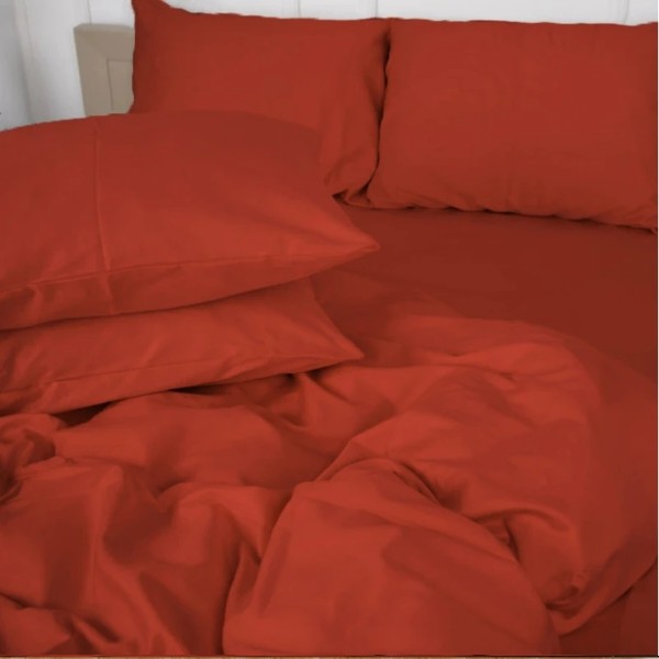 Фото - Простирадло двоспальне MirSon Satin Premium 0081 Terracotta 180х200 см (2200010929461)