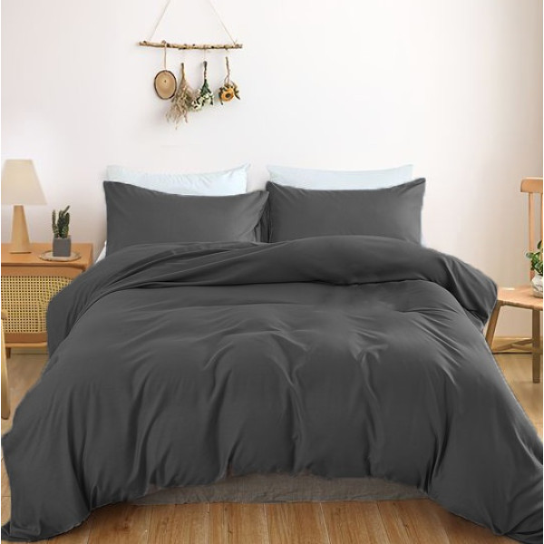 Фото - Простирадло двоспальне MirSon Satin Light Pro 10-005 Dark Gray 180x200+25 см (2200010171181)