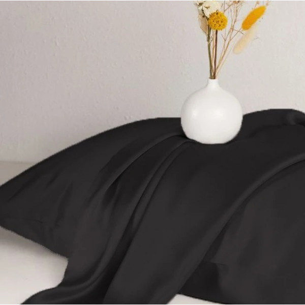 Фото - Простирадло двоспальне MirSon Satin Light Pro 10-006 Black 180x200+25 см (2200010171686)