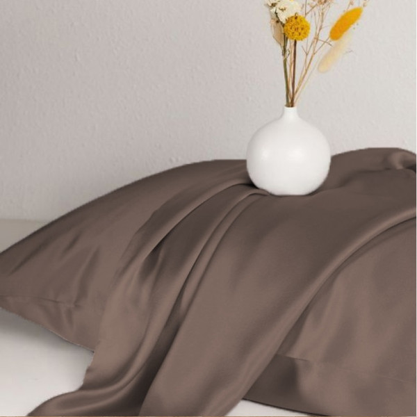Фото - Простирадло двоспальне MirSon Satin Light Pro 10-010 Brown 180x190+25 см (2200010173673)