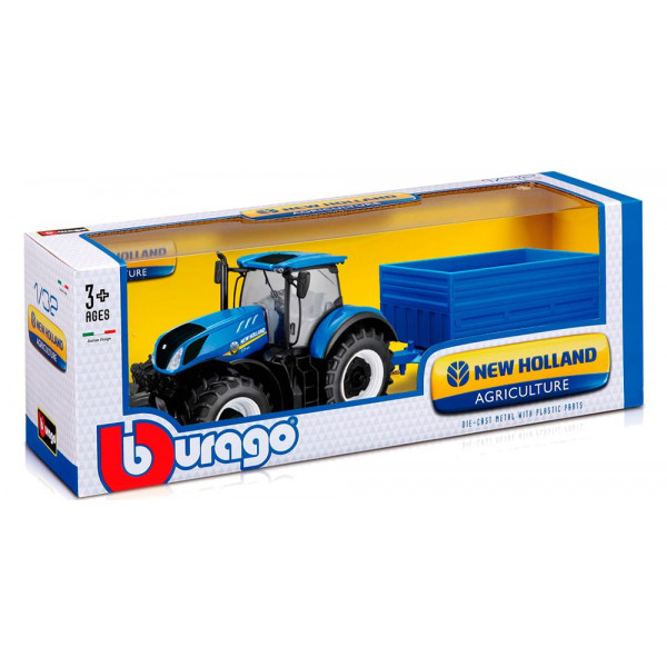 Фото - Колекційна сільськогосподарська техніка Bburago Серії Farm - Трактор New Holland з причепом (18-44067)