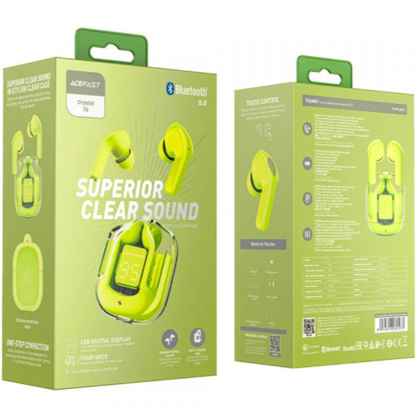 Фото - Наушники вкладыши беспроводные TWS AceFast T6 youth green (6974316281573)