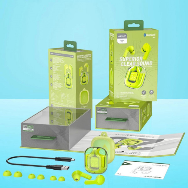 Фото - Наушники вкладыши беспроводные TWS AceFast T6 youth green (6974316281573)