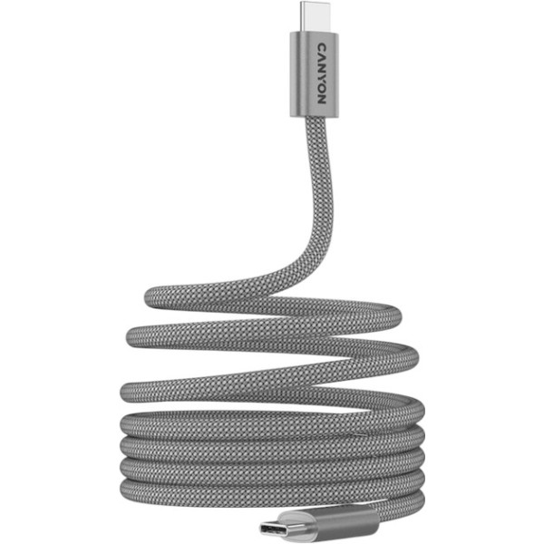 Фото - Кабель Canyon OnWire 60MG C-C 60W Magnet Braided 1m Light Grey (CND-CCMG60AB15LG)
